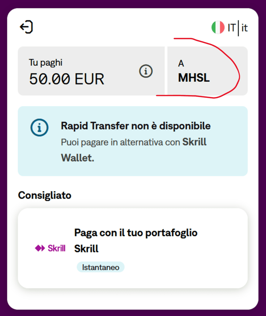 Skrill and MHSL facilitate illegal offshore casino Malina