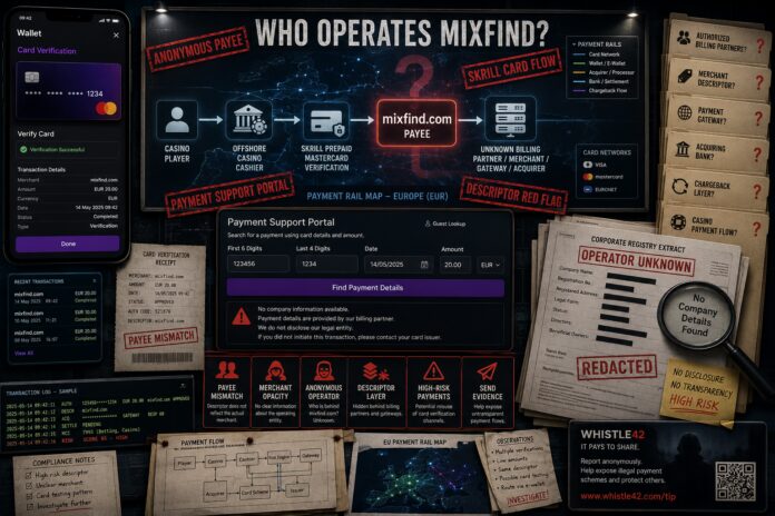 FinTelegram chart showing the anonymously operating payment support portal MixFind