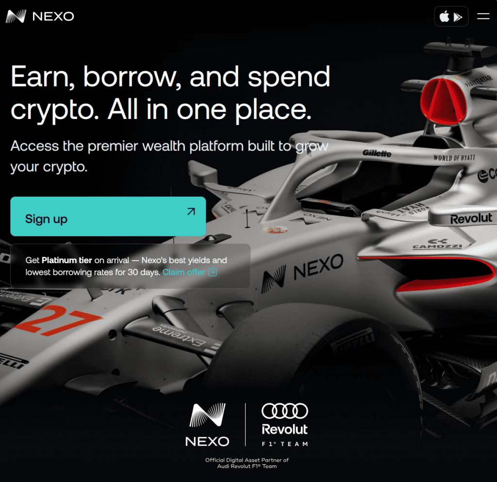 NEXO with a F1 sponsorship with Audi Revolut F1 team
