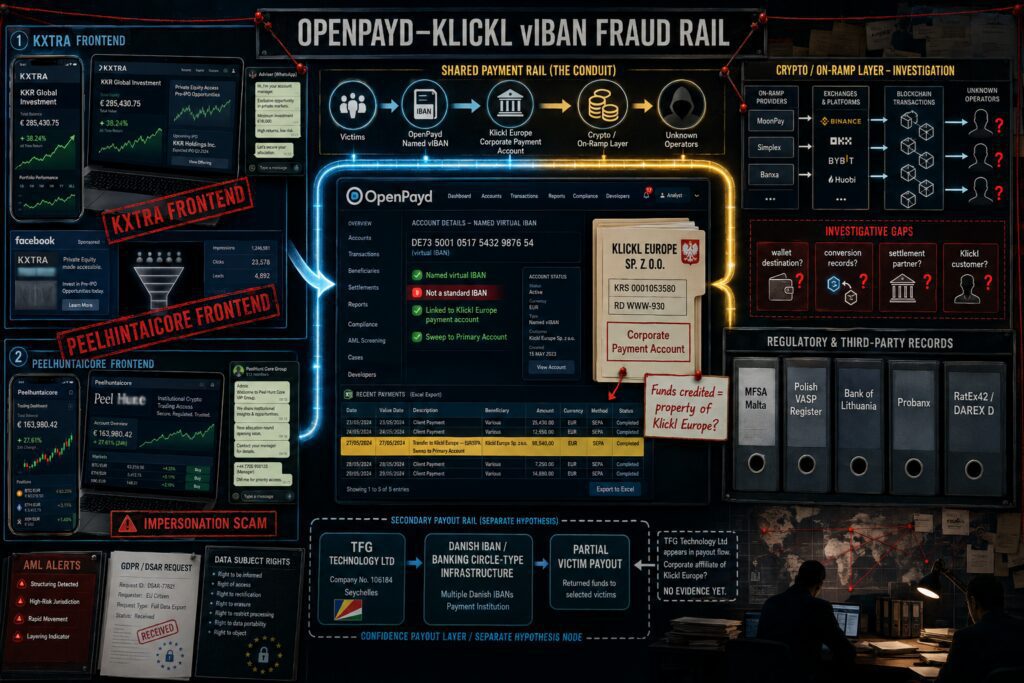 OpenPayd and Klickl Europe in the Peel Hunt and KXTRA investment scam