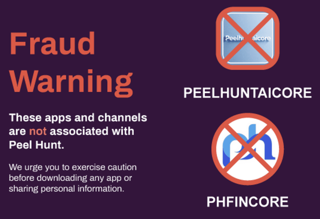 Peel Hunt warning against scammers and fraud apps