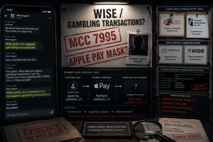 Customer alleges that Wise is manipulating payment transaction data