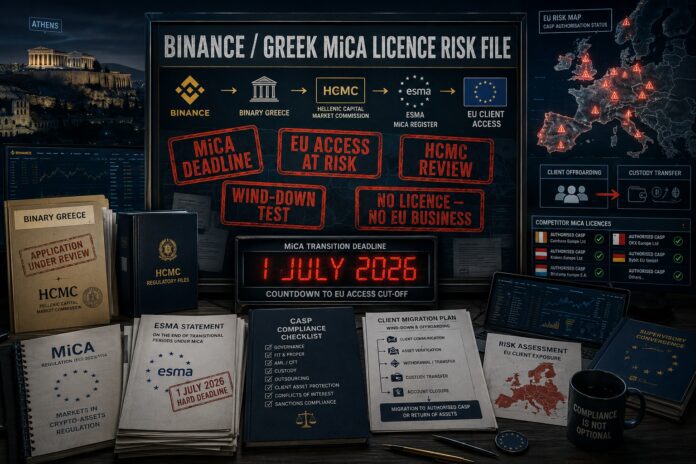 Crypto Exchange Binance allegedly fails to secure MiCA license