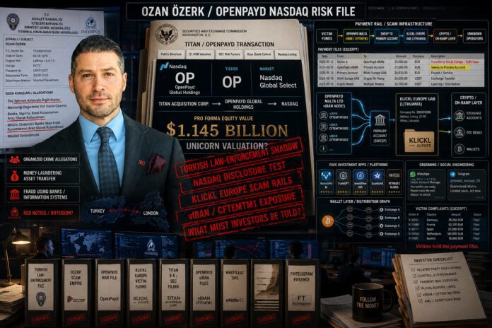 FinTelegram examines the Turkish law-enforcement shadow around Ozan Özerk, OpenPayd’s planned Nasdaq listing via Titan, and the vIBAN scam-rail evidence involving Klickl Europe.