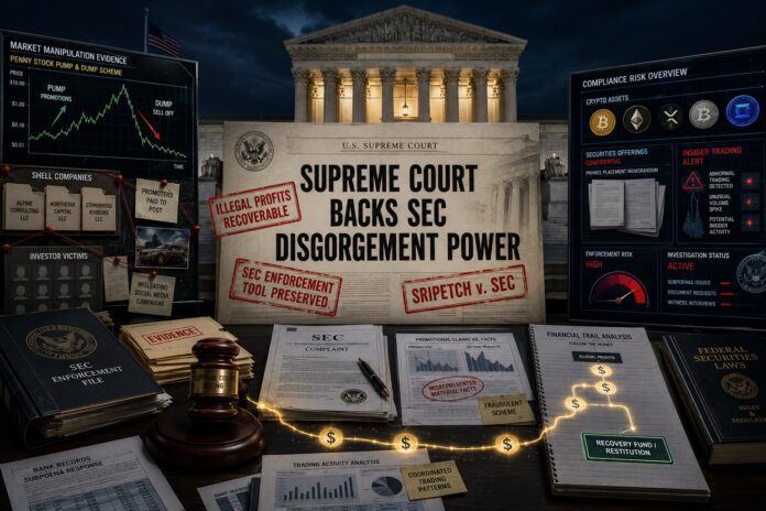 The U.S. Supreme Court has unanimously upheld the SEC’s power to seek disgorgement of illegal profits