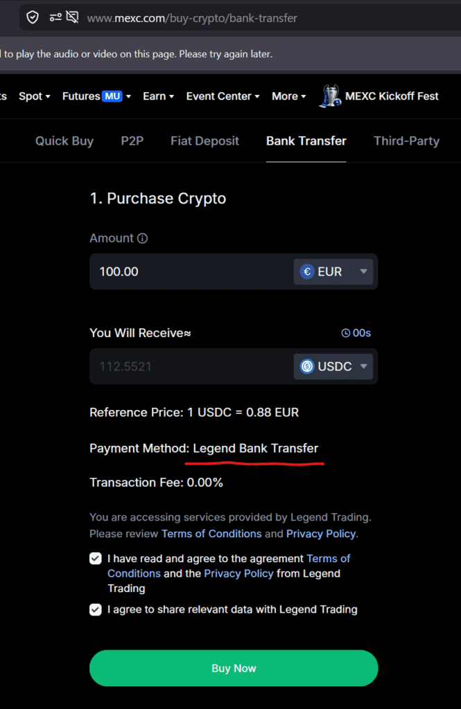 Legend Trading acts as a payment agent for unregulated crypto exchange MEXC