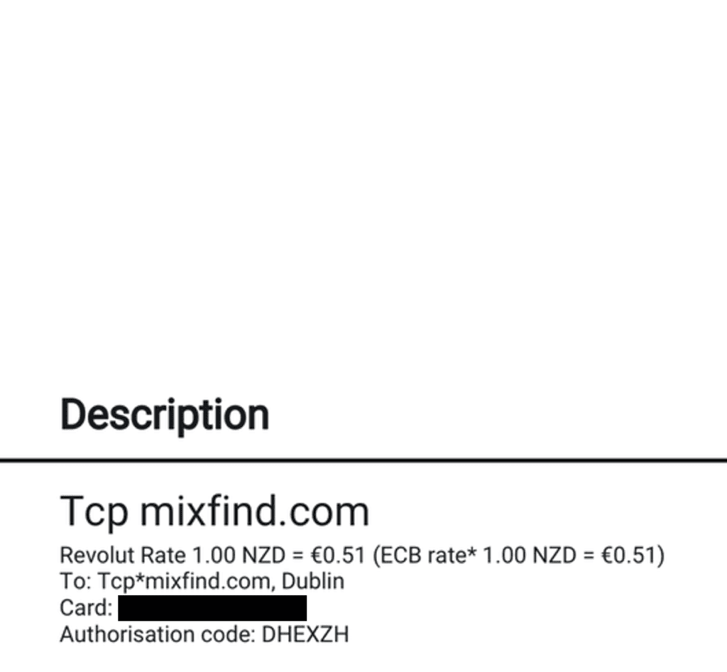 MixFind.com payment descriptor in the Big Clash casino
