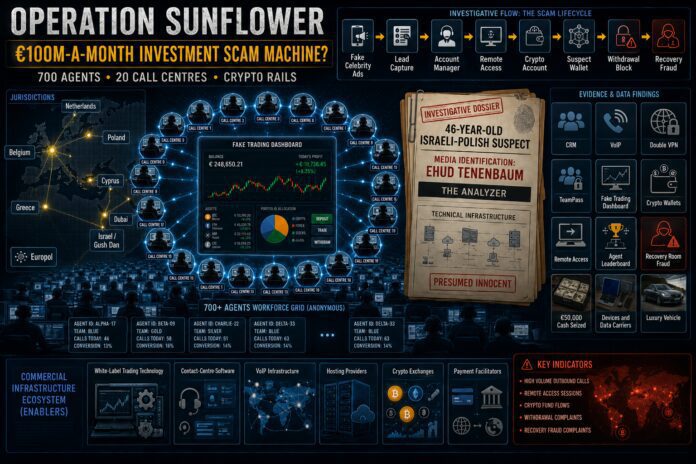 FinTelegram chart explaining the law enforcement operation sunflowe